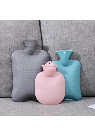 Mavi Sıcak Su Şişesi Düz Renk Kalın Pvc Silikon Kauçuk Sıcak Su Şişesi Sulama El Isıtıcıları Sıcak Saray Sıcak Çanta 1 L