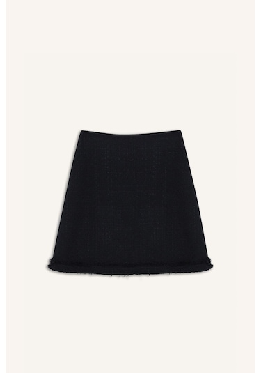 DeFacto 	A Kesim Yüksek Bel Basic Düz Tweed Mini Etek D2870AX25SPNV28 Lacivert