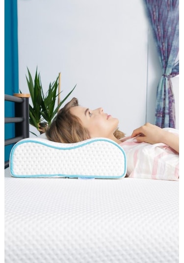 Viscofoam Çift Taraflı Yüksek Boyun Destekli Ortopedik Yastık Visco Yastık - 55x35x12-11cm