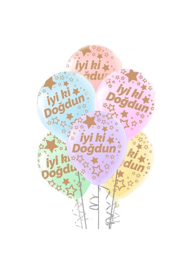 Makaron İyi Ki Doğdun Baskılı Karışık Balon 10 Adet