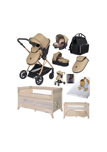 Baby Home 8 in 1 Yeni Doğan Full Takım Set 1010 Travel Sistem Bebek Arabası Ve Lorelli Anne Yanı Beşik Oyun Parkı Yatak Beşik