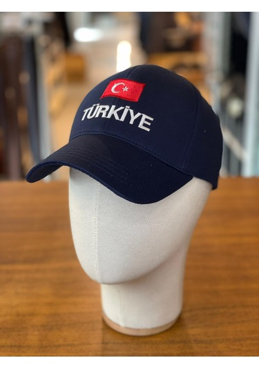 Türkiye Bayrak Nakışlı Pamuklu Unisex Cap Şapka Lacivert