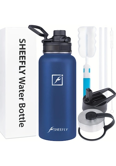 Willowhaven Navy Blue 32oz Paslanmaz Celik Termos Sızdırmaz 3 Kapaklı Bpa Free Lacivert