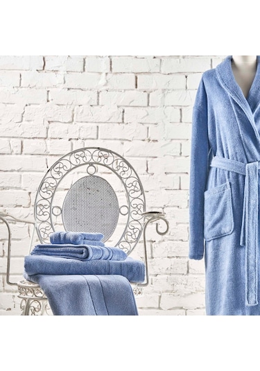 Linens Soft Pamuk Bornoz Mavi M Koyu Mavi