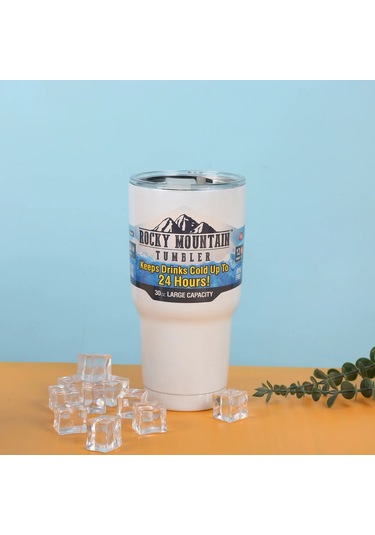 Dinosaurs 30oz Buz Bar Bardağı Yaz Kahve Fincanı Araba Su Bardağı 304 Paslanmaz Çelik Yalıtım Soğuk Tutmak Fincan Taşınabilir Çift Bardak Beyaz Bej