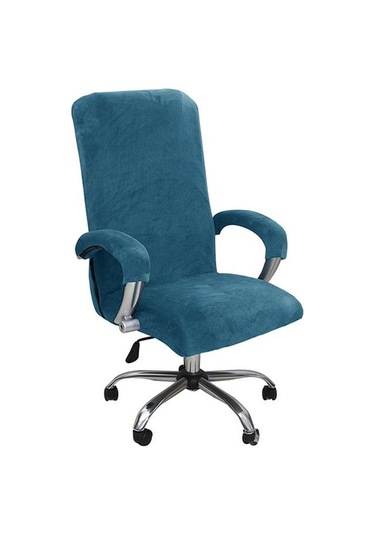 Tavuskuşu Mavisi 1 Takım Kadife Elastik Sandalye Kapak Kalınlaşmış Çıkarılabilir Xlwith Armrest