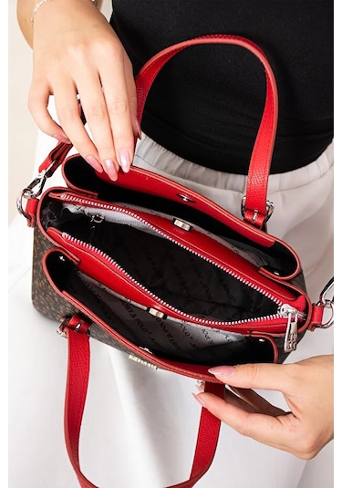 Just Polo Kadın Günlük Kullanıma Uygun Ayarlanabilir Askılı Şık El Ve Omuz Çantası Shoulder Bag Kahverengi Kırmızı