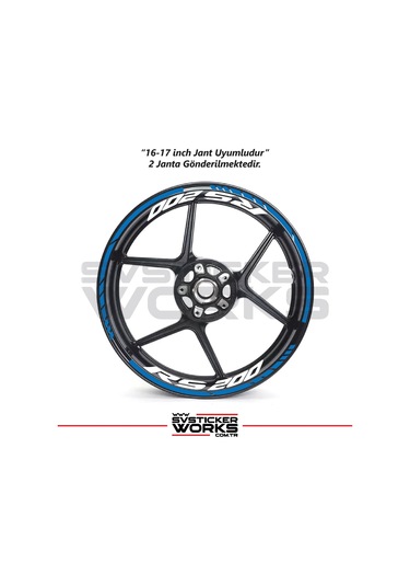 Bajaj Rs200 Jant Sticker Dış Ve İç Set Sticker Jant Şeridi Mavi