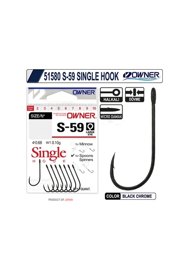 Owner 51580 S-59 Black Chrome Tekli Olta İğnesi 4 No 7 Adet