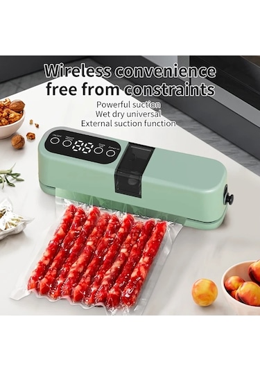 Honeybeeshop Mavi Senbowe Usb Mini Vakum Posetleme Makinesi 3u 1 Arada Kablosuz Sarj Edilebilir Kuru Islak Yiyecekler İcin 4lu Snack Cantasi İle