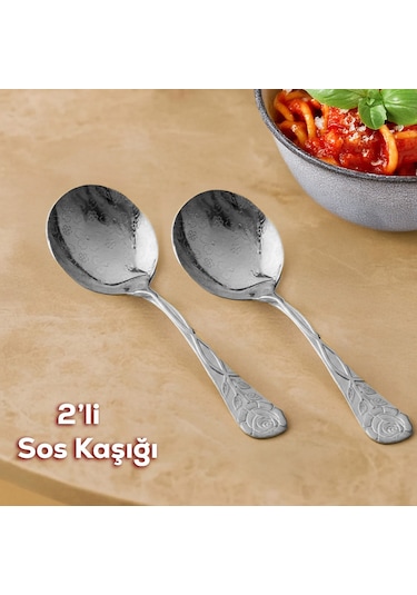 Porsima 5216 Metal Gümüş 2 Li Sos Kaşığı Kepçe 13cm