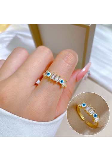 Ayarlanabilir Açıklığa Sahip Zarif Zirkon Yüzük No.41 Çok Renkli