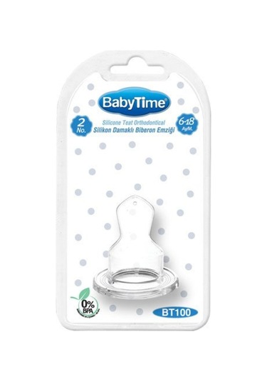 Baby Time Silikon Damaklı Biberon Emziği No:2 6-18 Ay Bt100