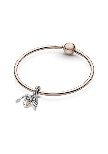 Nur Silver Melek Kanatları Ve Kalp Sallantılı Gümüş Charm Nur-bl01995