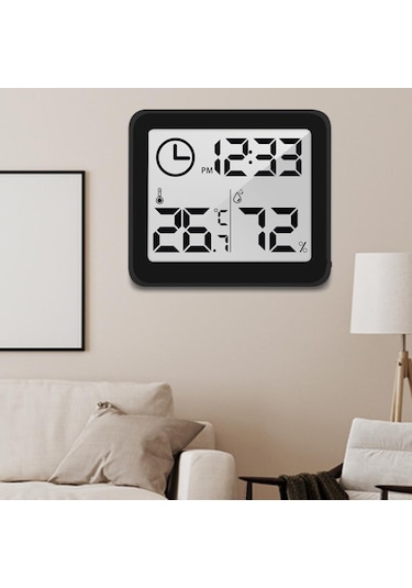 Homyl Masaüstü Dijital Saat Pille Çalışan Okuması Siyah02
