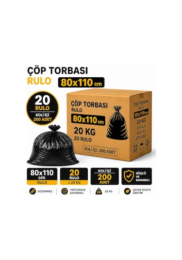 Rulo Çöp Poşeti Jumbo 80x110 400 Gr 200'lü