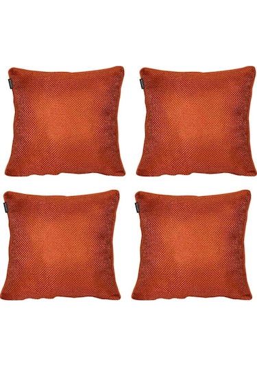 4'lü  Hasır Dokulu Fitilli Çift Taraflı Kırlent Kılıfı Turuncu-1058