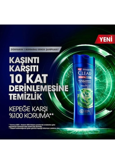 Clear Men Günlük Arınma ve Ferahlık Kepeğe Karşı Şampuan 3 x 350 ML