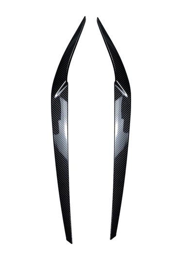 Araba Karbon Fiber Görünüm Far Kaş Göz Kirpikleri Bmw 5 Serisi G30 G31 G38 F90 M5 540ı 525i 530i 1721 Parlak Siyah