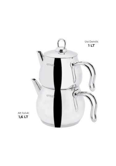 Emsan Lina Midi Çaydanlık Takımı Inox 1 - 1.6 Lt