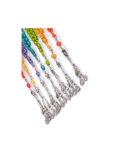 Sıkma Serisi Sarı Kehribar Tesbih Metal Püsküllü Tesbih Küre Kesim