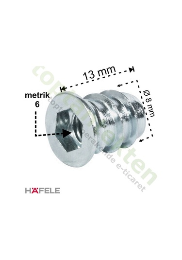 Hafele Dübel Çelik Galvaniz Havşa Başlı M6X13Mm