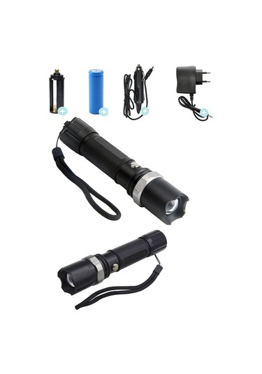 Swat Profesyonel Şarjlı El Feneri Ledli Flashlight Zoom Özellikli 6 Parça Full Set Bakır