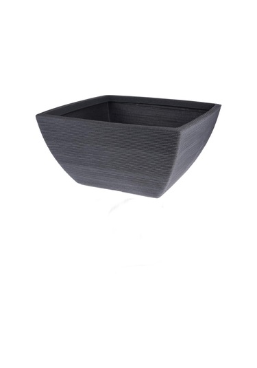 Yivli Antrasit Plastik Kare Saksı G 52 Cm D 52 Cm Y 25 Cm