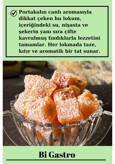 Portakallı Fındıklı Çifte Kavrulmuş Kuş Lokumu - Türk Lokumu - 400 Gr