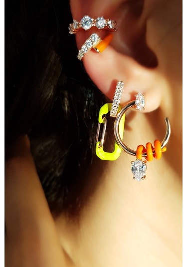 MorMajor Silver Ithal Zirkon Taşlı Gümüş Kıkırdak-4978