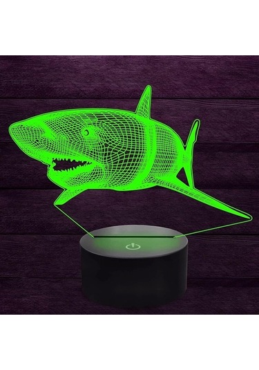 Goldenqian 3d Köpekbalığı Balığı Gece Lambası Illusion Gece Lambası 7 Renk Değiştirme Dokunmatik Anahtar Masa Masa Dekorasyon Lambaları Hediye Akrilik Düz Abs Taban Usb Kablosu Oyuncak G21jv7 Siyah