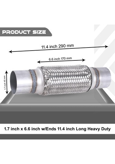 Egzoz Spiral Flex Borusu,45mmx 290mm Üniversal Tip, Paslanmaz Çe