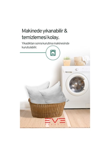 Eve Tekstil 4 Adet Diamant Plus Kare Kırlent Yıkanabilir Antialerjik Silikon Elyaf Yastık 40x40cm 400 Gr