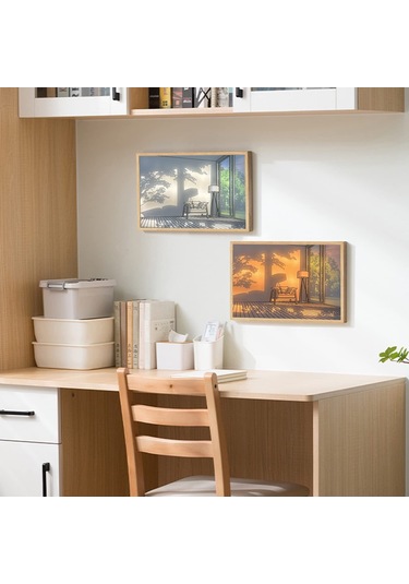 Ranyeek Küçük Boy Ahşap Akrilik Led Işıklı Tablo - Dokunmatik Dimmable 3 Renk Aydınlatma - Boş Oda Dekoru