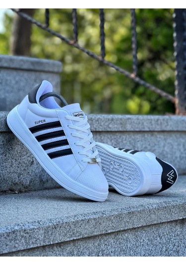 Unisex Spor Ayakkabı Sneaker Hafif Ortopedik Eva Taban Memory Foam Günlük Kullanım İçin Rahat Beyaz - Siyah