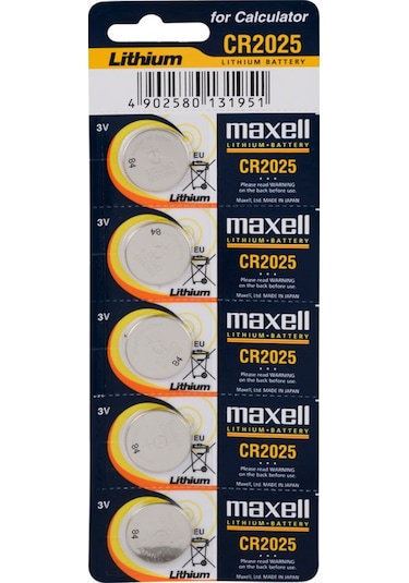 Maxell CR2025 3V Lityum Kartela Düğme Pil 5'li