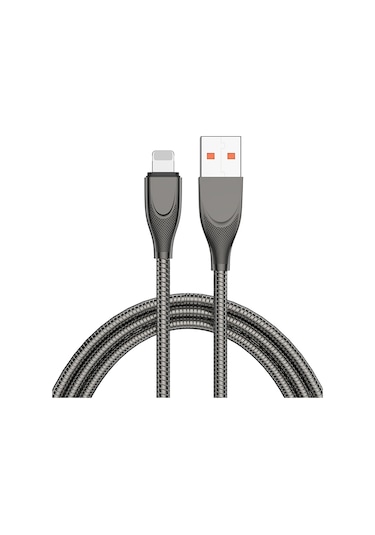Adc-009 Usb To 8 Pin Zinc Alloy Hose Fast Charging Data Cable, Cable Length: 1m Gun Metal