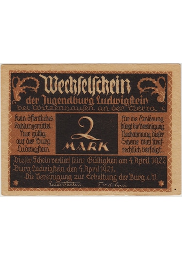 Almanya 2 Mark 1921 Notgeld-witzenhausen Şehri. Çil.