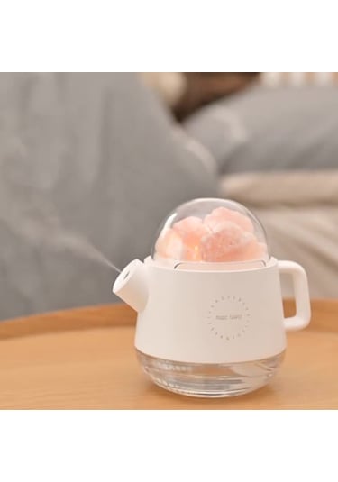 Hfambition Tuz Taşı Usb Şarjlı 360ml Nemin Hava Temizleyici Ve Aromaterapi Lambası Sessiz Çalışma/2 Işık Modu Beyaz