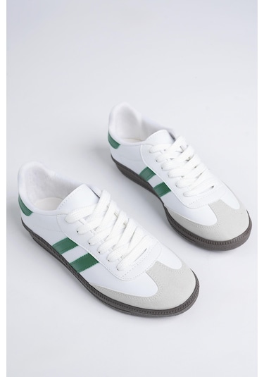 Muggo Gordon Unisex Ortopedik Günlük Garantili Bağcıklı Yürüyüş Koşu Sneaker Spor Ayakkabı Yeşil