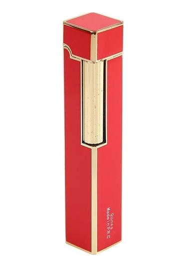 Parmida Slim Kare Metal Çakmak Kırmızı Taşlı Gazlı