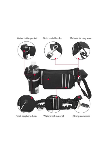Geeksen Eller Serbest Köpek Tasması Bel Çantası Geri Çekilebilir Bungee'li Yansıtıcı Bel Çantası Kaka Torbası Dağıtıcı Kese Eğitim Yürüyüş Koşu Ve Evcil Hayvanınız İçin Ayarlanabilir Bel Kemeri