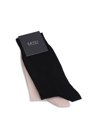 Siyah - A.kahve İkili Pamuklu Çorap 17141310010a Sk01 Beyaz - Gri Melanj