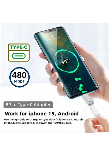 U2-058-lt020 2pcs Tip C Erkek - İp Dişi 27w Güç 480mbps Veri Adaptörü İphone Uyumlu , Android, Tablet İçin