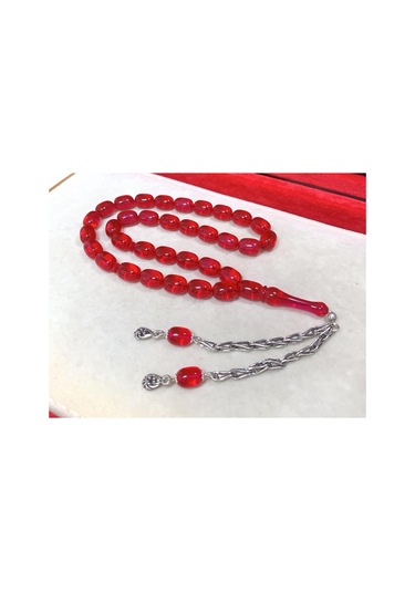 Kırmızı Sedefli Ateş Kehribar Tesbih