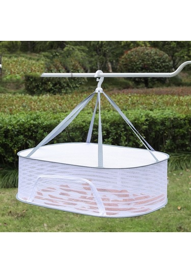 40 X 60 Cm Katlanabilir Kurutma Balıkçılık Sebzeler Balık Ağı Asılı Giysi Kurutma Depolama Rafı, Spec: 1 Katman Beyaz