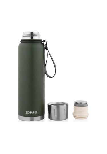 Schafer Çelik Termos 1000 Ml Yeşil Renk Yeşil