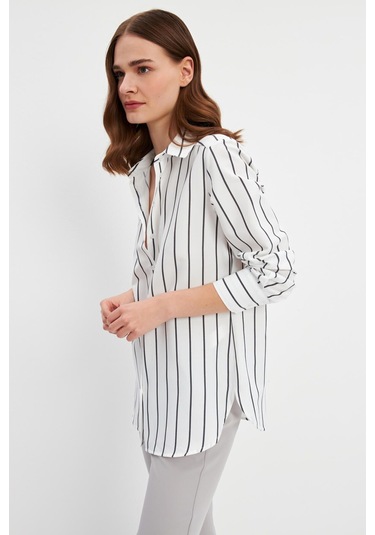 Stella Pulvis Siyah Çizgili Basic Gömlek Siyah
