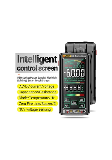 Maoyaya Aneng 683 Dokunmatik Ncv İndüksiyon Multimetre Dijital Yüksek Hassasiyetli Yanmaya Dğ. Ölçüm Cihazı 44773543