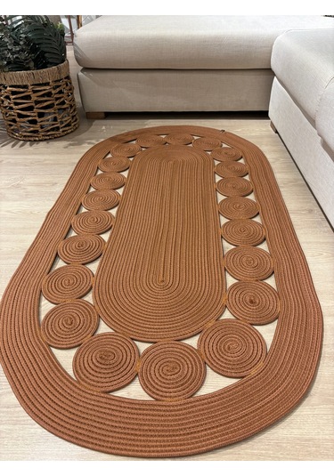 Cookie Jüt Hasırlı El Örgüsü Kilim Natural